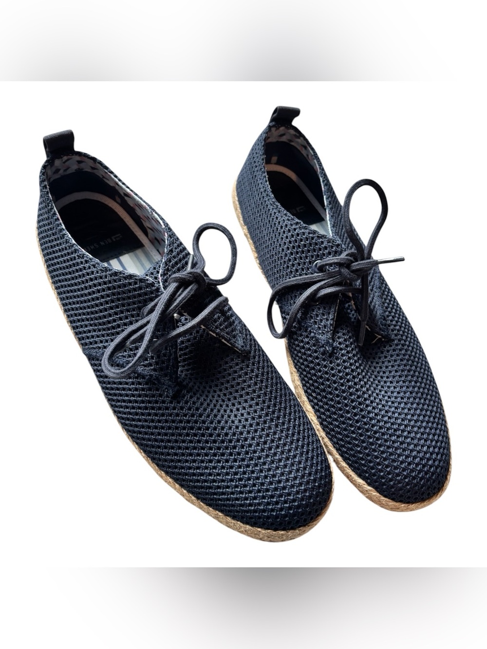 Ben Sherman dark navy blue mesh knit lace-up espadrille casual shoes